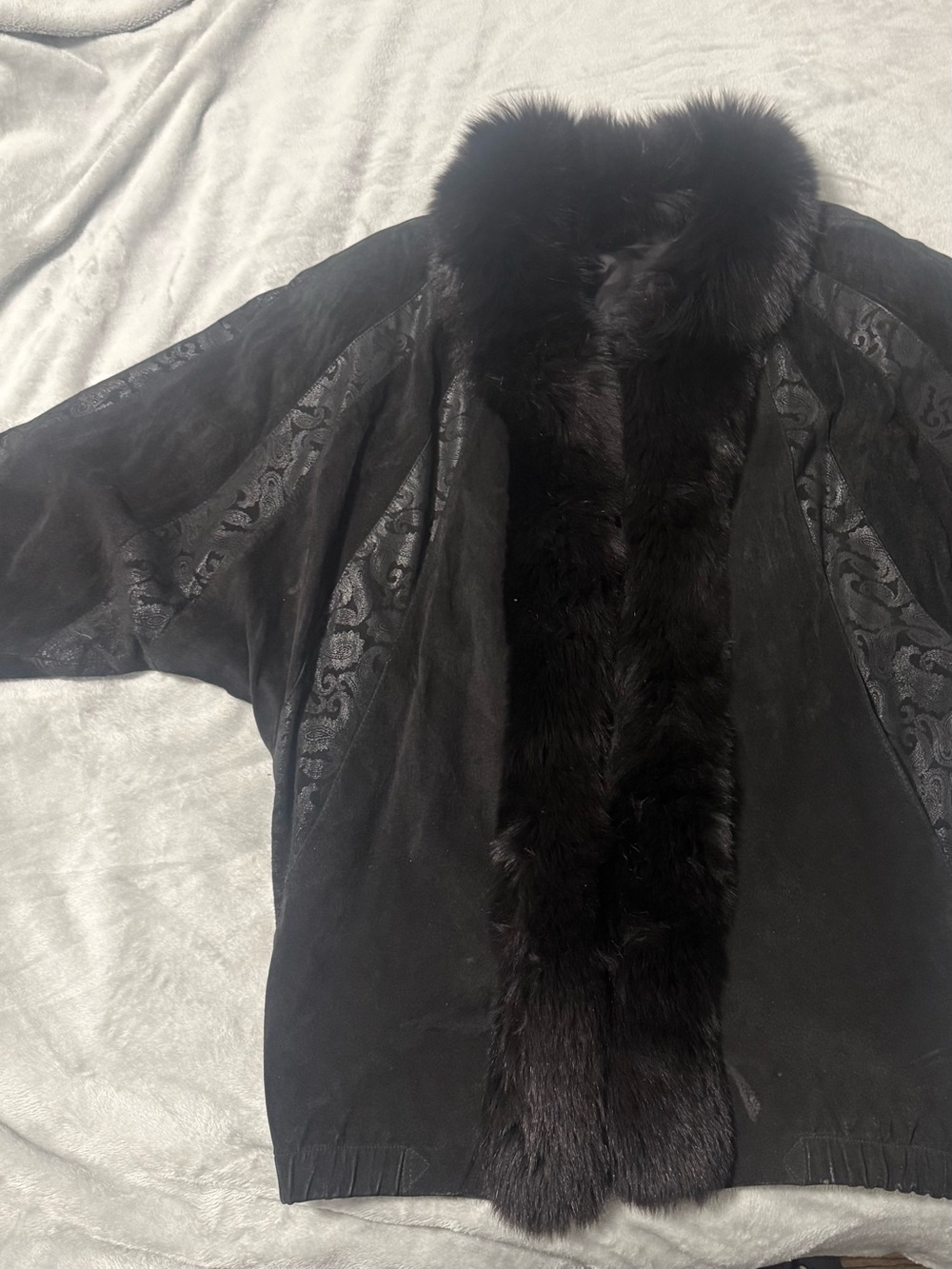 Black Fur-Trimmed Women's Coat